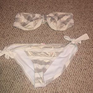 gold and white bikini